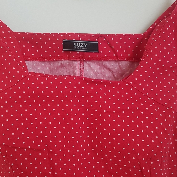 [SUZY SHIER] Red Polka Dot Sleeveless Top - Picture 4 of 9